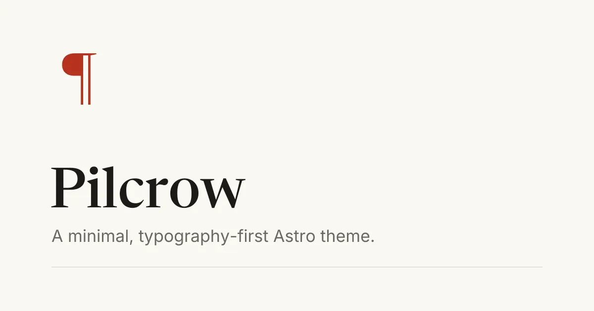 The Pilcrow wordmark with a red paragraph sign on cream paper.